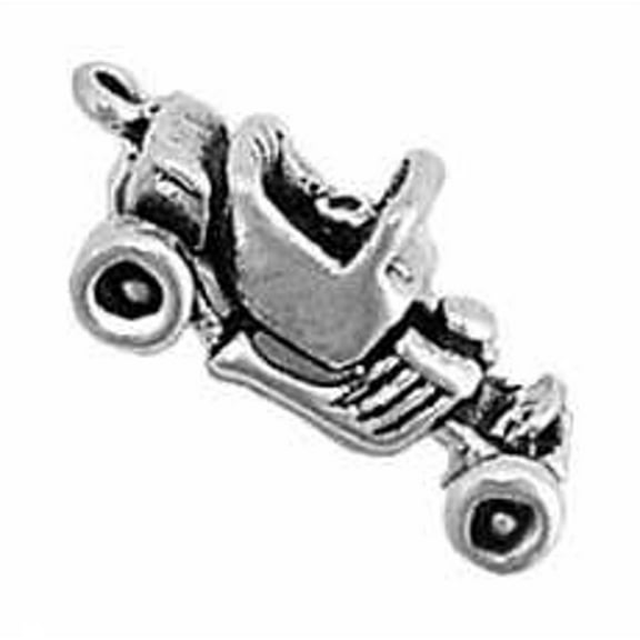 Sterling Silver 16" .8mm Box Chain 3D Antique Street Hot Rod Car Pendant Necklace