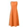 thumbnail image 4 of Homenesgenics Spring Dresses for Women 2026 Plus Size Trendy Women's Casual Dress Gradual Sleeveless Neck V-Neck Long Dress Orange S, 4 of 5