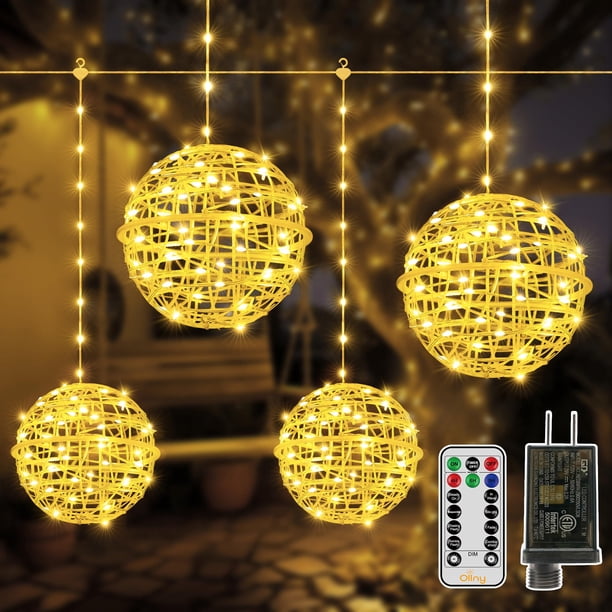 Guirnalda de luces navideñas Ollny, paquete de 4, 20 cm, blanco cálido, 200 LED