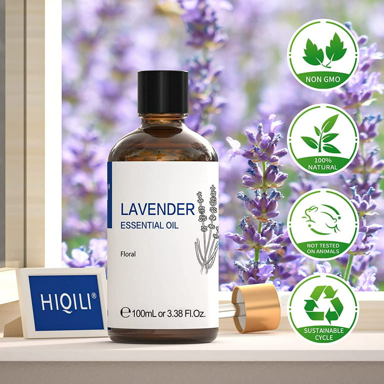 HIQILI Pure Undiluted Lavender Essential Oils, for Diffuser, Skin