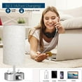 thumbnail image 2 of Oatmeal Touch Control Table Lamp - 3-Way Dimmable Bedside Nightstand Lamp with 2 USB Ports & 2 AC Outlets, Modern Tabletop Lamp, 2 of 7