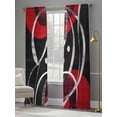 thumbnail image 4 of Abstract Red Black Sheer Curtains 108 Inches Long 2 Panels Abstract Wave Light Filtering Semi Sheer Window Curtains Drapes for Bedroom Living Room 52"x108", 4 of 7