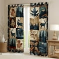 thumbnail image 2 of Manfei Rustic Deer Moose Curtains Pack of 2 (42x84 Each), Vintage Patchwork Curtains Blackout, Farmhouse Cabin Wildlife Bedroom Curtains, Window Curtains Bedroom Decor, 2 of 6
