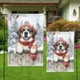 thumbnail image 4 of Playful Saint Bernard Welcomes Winter Snowy Day with Cardinal Bird Garden Flag 12x18in Double Sided St Dog Lover Outdoor Decor - 2017, 4 of 5