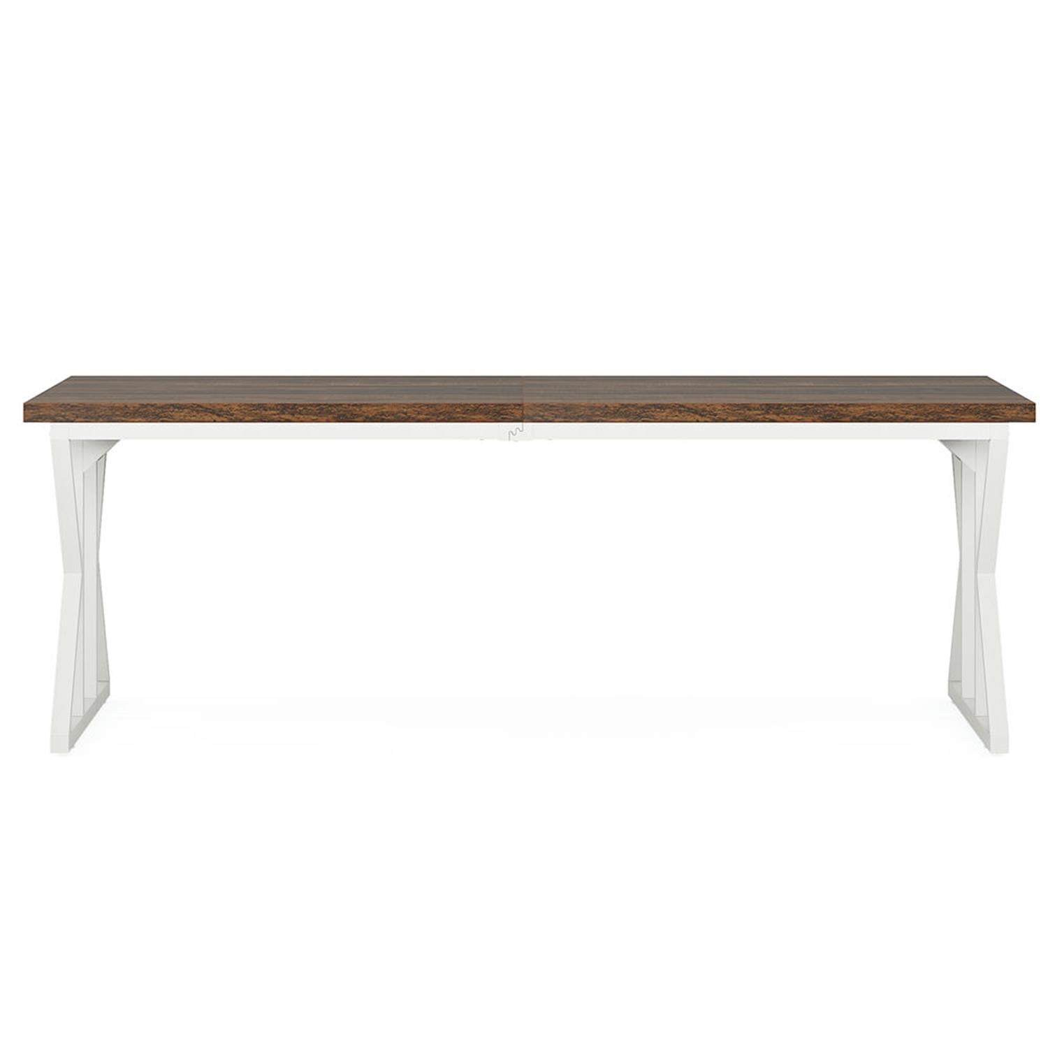 Demi Bonn 78" Industrial Two Computer Desk with Metal Frame, Modern Double Study Writing Gaming Table for Home Office, Brown