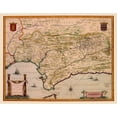 thumbnail image 3 of Blaeu 14x12 Black Modern Framed Museum Art Print Titled - Andalusia Spain - Blaeu 1635, 3 of 5