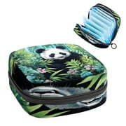 Panda Mini Plush Sanitary Napkin Pouch - Makeup Bag, Period Bags for School, Small Travel Toiletry Bag for Women - 4.7x6.6x6.6 in