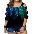 thumbnail image 1 of Gvmfive Plus Size Women Blouse 3/4 Sleeve Hollow Cold Shoulder Shirt Casual Tops, 1 of 8