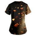 thumbnail image 3 of Valentine's Day Print Scrub Tops Women Love Heart Printed V-Neck Breathable Scrub Tops Short Sleeve Professionals Soft Stretch Workwear Shirt with Pockets gold 4X-Large, 3 of 4