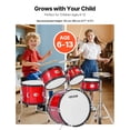 thumbnail image 2 of VEVOR Kids Drum Set 5-Piece Junior Musical Drum Kit with 16 in Bass Drum (Red), 2 of 9