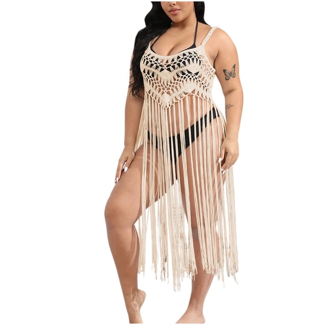 Birdeem Robes de Plage en Dentelle à Pompons Creux Couleur Unie Style Bohème