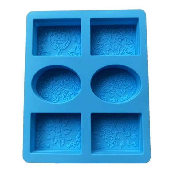 Silicone Molds Clearance! 6 Cavity Rectangle Oval Silicone Handmade Diy Soap Making Craft Blue Mold*1