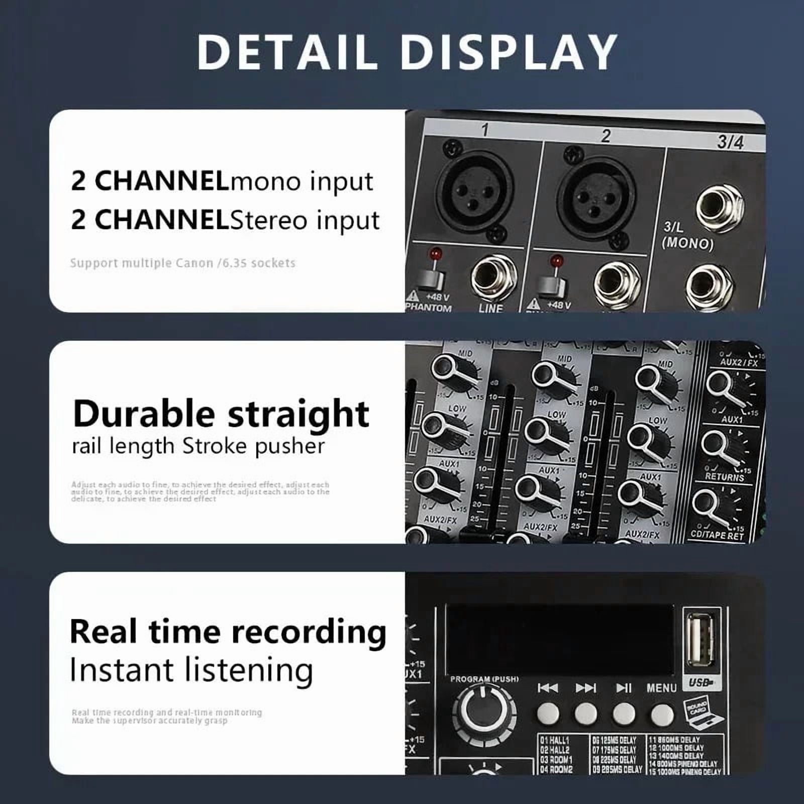 Mixer Sound 2x Mono Stereo Input 4 Channel Digital Mixing Console for DJ Studio Stage