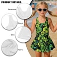 thumbnail image 6 of Xixirimido Green Shamrock Clover Print Girls Swimsuit Sleeveless One Piece Skirted Swimwear Modest Hawaiian Bathing Suit for Beach Water Park Kids Swim Dress for St. Patrick's Day, 5-6 Years, 6 of 7