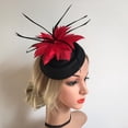 thumbnail image 3 of s para mujer, sombrero retro, cóctel, fiesta de té, sombrero de malla de s para damas, té + Roja Zulema fascinator diadema, 3 of 8