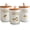 White Canister Set, variant on Set of 3 Ceramic Canisters for Sugar Coffee Tea with Tray, White Airtight Food Storage Jars with Wood Lids, Kitchen Counter Storage Containers - 23oz
