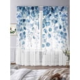 thumbnail image 3 of Sheer Curtains 108 Inches Long, Summer Botanical Weeping Light Filtering Window Curtains for Living Room/Bedroom, Blue Eucalyptus Leaves Rod Pocket Voile Sheer Curtain Drapes, 52"W x 108"L, 2 Panels, 3 of 9