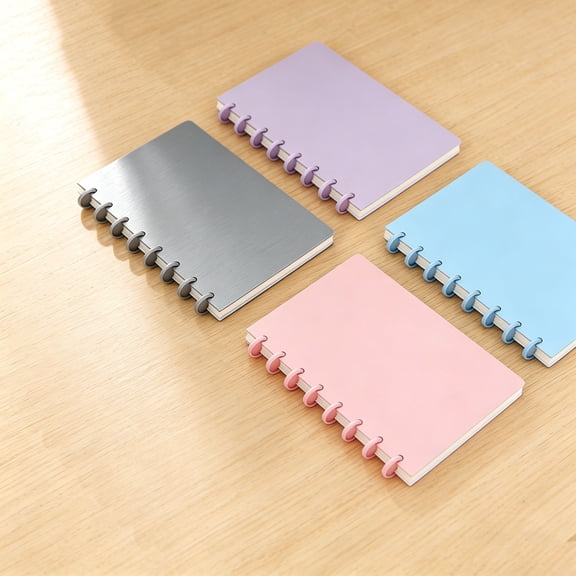 Hyknon Disc Notebook Refillable Spiral Journal Notebook, Removable Pages, 8 Disc, 6.3x8.3" A5, Blue Disc Planner for Work College Meeting