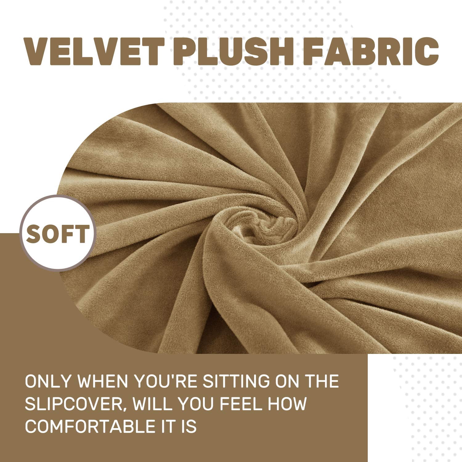 JIATER 2-Piece Armchair Sofa Cover Stretch Couch Cover Velvet Sofa Slipcover Furniture Protector with 1 Cushion Cover,Camel