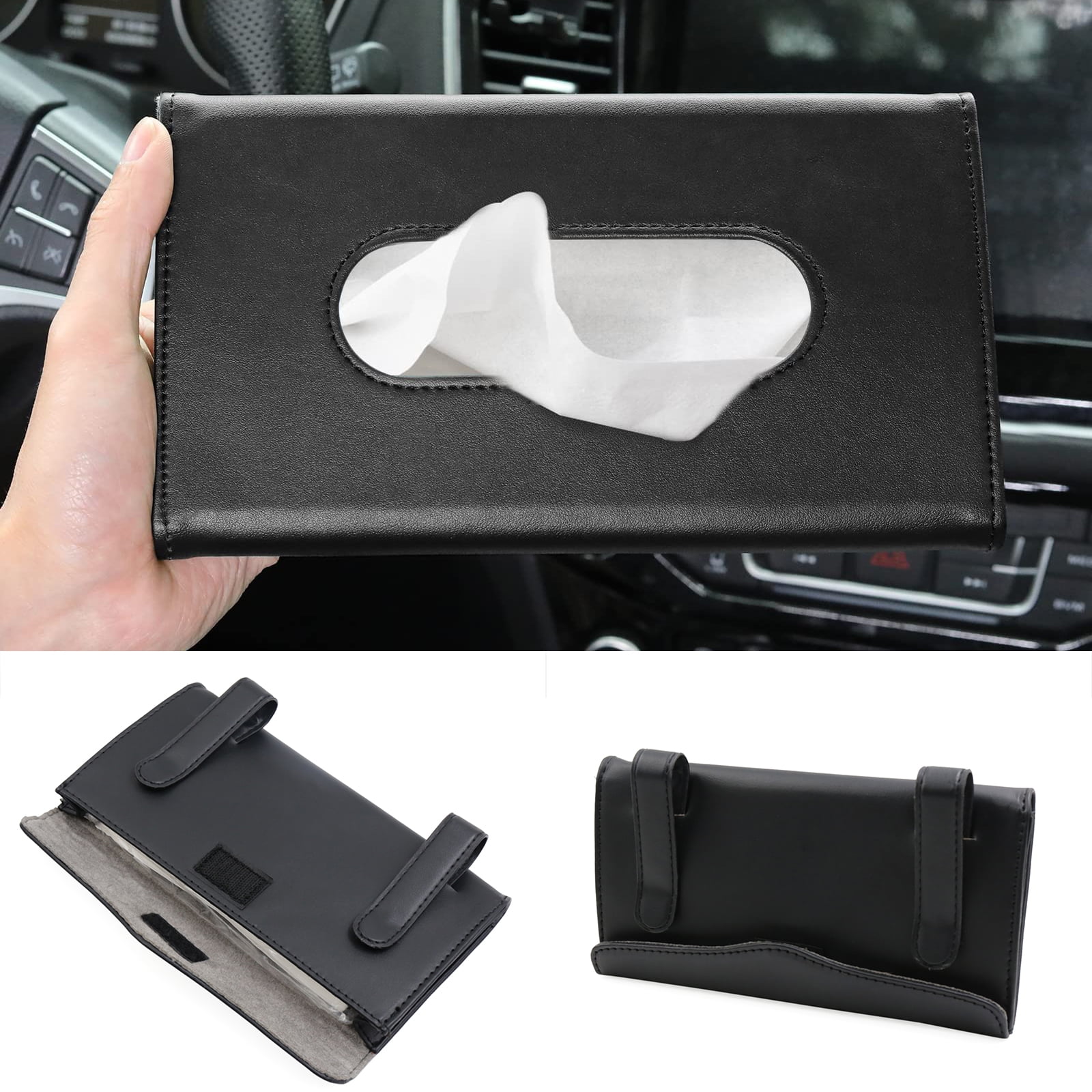 Universal Car Sun Visor Tissue Box Holder PU Leather Tissue Box Cover