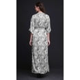 thumbnail image 4 of Bimba Rayon European Seeds Leaves Printed Gown Kimono Sleeves Summer Long Maxi SlitÂ&nbsp;Dress-Small Gray, 4 of 6