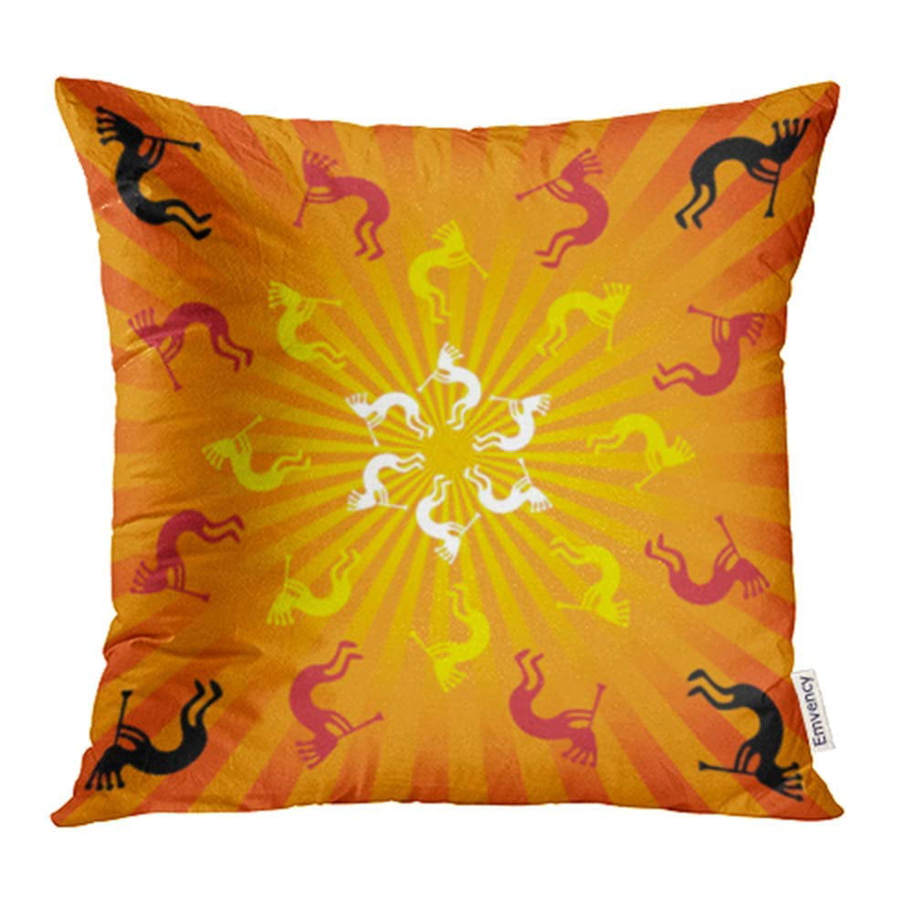 Pillow Cover Blue American of Kokopelli Trickster in Green Native Home Decorative Square Throw Pillow Cushion Cover 16x16 Inch Pillowcase 