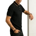 thumbnail image 3 of JTSRKL Mens Striped Knit Golf Shirts Short Sleeve Lapel Mesh Fabric Cooling Summer T-shirts Casual Comfortable Daily Relaxed Versatile Tops, 3 of 4