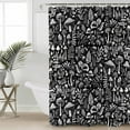 thumbnail image 2 of 54x78 Inch Shower Curtain Decorative Mushroom Black Bathtub Bath Curtains Fabric Waterproof Bathroom Decor Vintage Botanical Plant Herb Ferns Flower Small Stall Shower Curtain Set with 12 Hooks, 2 of 6