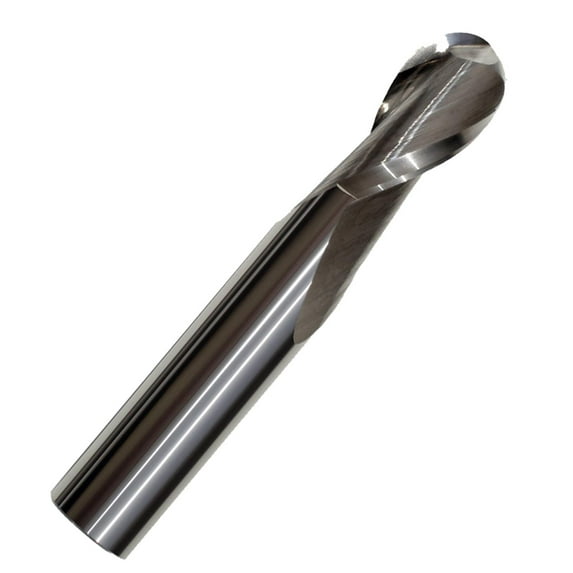 6mm Diameter 2 Flute Single Ball Bright Carbide End Mill, 19mm Length of Cut, 63mm Overall Length