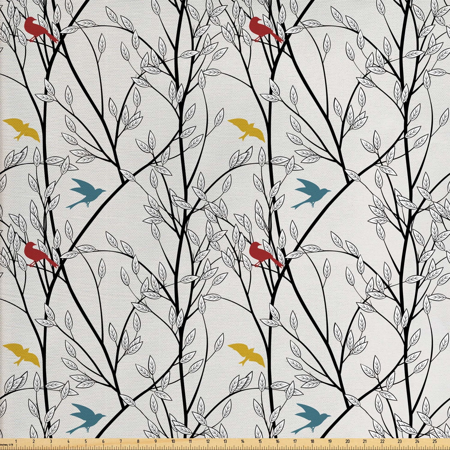 Forest Fabric by The Yard, Woodland Inspired Abstract Design Leafy Tree