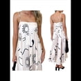 thumbnail image 3 of Vestido Maxi Estampado para Mujer, con Tirantes Finos, Floral, Estilo Bohemio, Fluido, para Playa y Vacaciones de Verano. Floral Beige XXL, 3 of 7