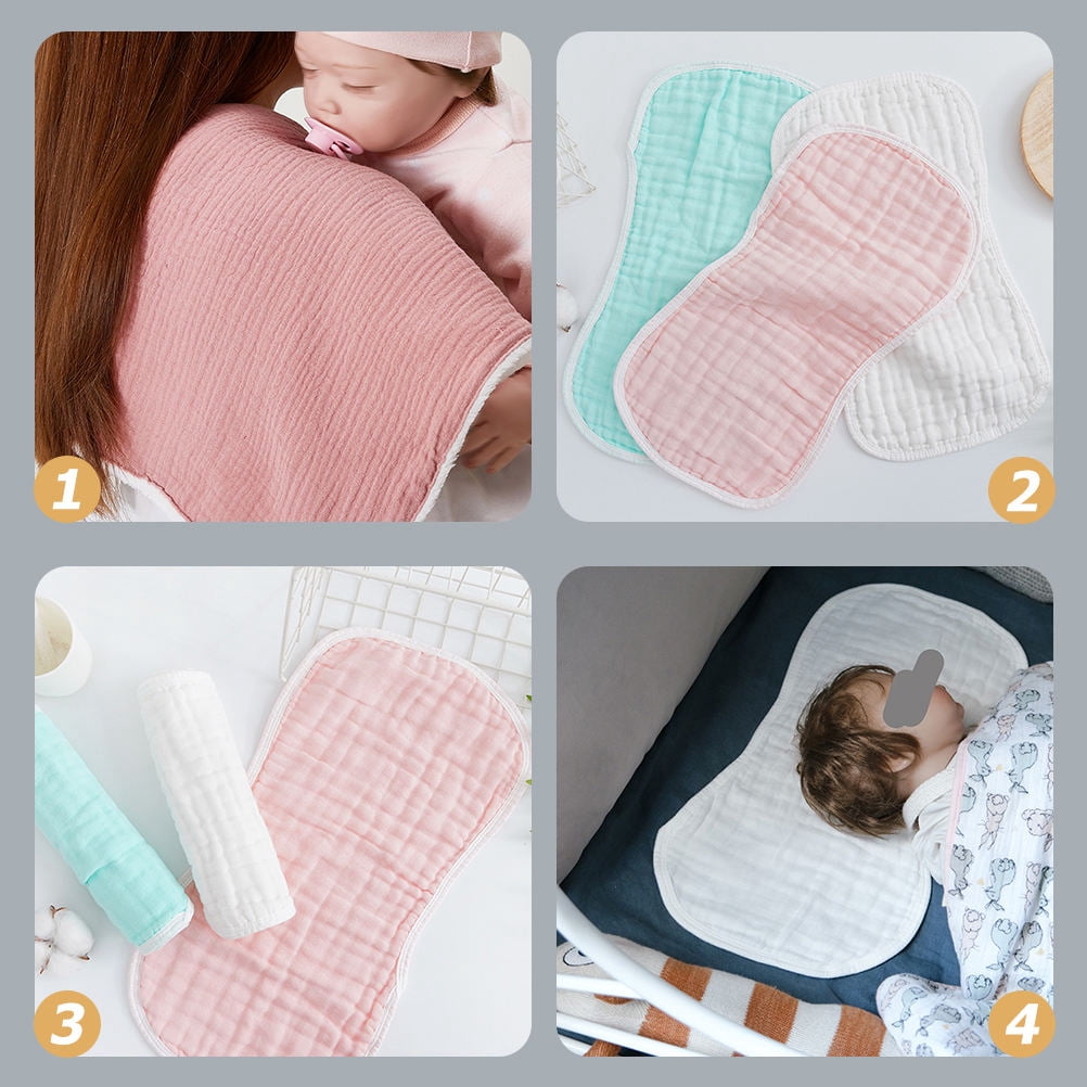 UPOUART 5-Pack Soft Cotton Baby Burp Cloths, Absorbent White Rags for Newborn Care and Indoor Use