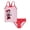 Minnie Pink Red, variant on Minnie Mouse Toddler Girls Peplum Tankini Top & Swim Bottom Set Pink 5T