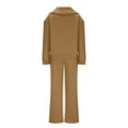 thumbnail image 6 of ibuvkizy Two Piece Sets for Women Fashion Solid Color Half Zipper Sports Shirt Collar Top Wide Leg Sports Pants Casual Set Two Piece Set Coffee,XXL, 6 of 7