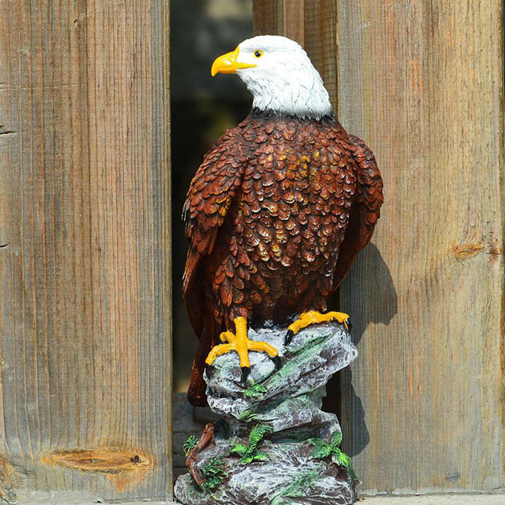 Bird Ornament Resin Eagle Figurine Decoration Gift Home Garden Lawn Brown 