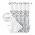 thumbnail image 2 of Farmhouse Flower No Hook Shower Curtain Waterproof, Bathroom Curtains with Snap in Liners and See Through Top Window, Botanical Vintage Light Blue Leaf Hotel Style Bathtub Curtains Shower 72"Wx84"L, 2 of 8