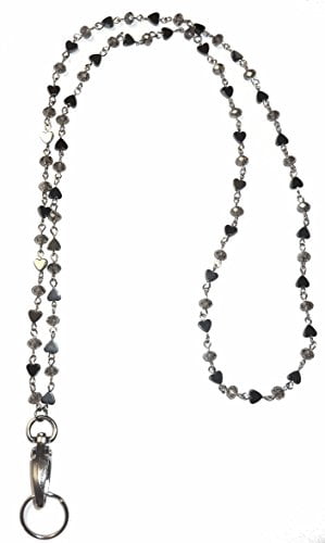Black pearls silver flower cruise work id badge Details about   Beaded Necklace Lanyard holder 