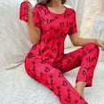 thumbnail image 6 of Christmas pajamas Women's Letter Print Short Sleeve Pajama Set With Long Pants And Sleep Casual Homewear Sleepwear Outfit, 6 of 8