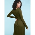 thumbnail image 4 of Made by Johnny Women's Comfy Casual Long Sleeve Flowy Dresses Loose Plain Dress with Pockets L OLIVE, 4 of 6