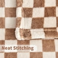 thumbnail image 5 of Checkered Flannel Fleece Throw Blanket King Size Soft Cozy Checkerboard Grid Print Chessboard Pattern Blankets for Bed Couch Sofa, 90"x108", Khaki, 5 of 15