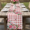 thumbnail image 4 of Pink Spring Floral Table Runner 36 Inches, Watercolor Flowers Butterfly Checkered Bed Runner Dresser Scarves Tabletop for Indoor Outdoor Parties/Ceremony/Banquet, 13"x 36", 4 of 8
