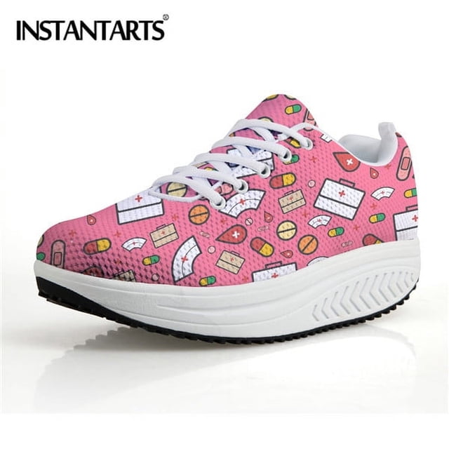 Zapatos de enfermera para mujer, zapatos de plataforma informales para trabajo en el hospital, cirugía, médico, con cordones, para niñas, aumento de altura, enfermería