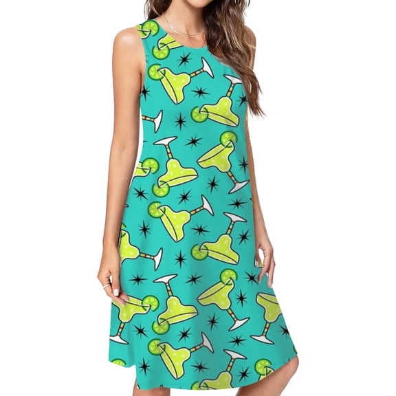 Margarita Time！ Spring Summer Dresses For Women Fashion Dress Casual Sleeveless Loose Sundress With Pockets