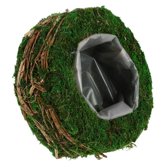 OULII Rustic Style Planting Flower Pots Green Moss for Outdoor Decoration 1Set