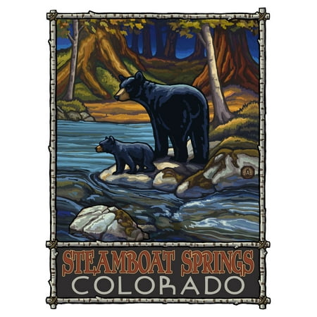 Steamboat Springs Colorado Bears In Stream Travel Art Print Poster by Paul A. Lanquist (9