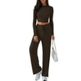 thumbnail image 1 of Conjunto Deportivo Y2K de Dos Piezas para Mujer, con Larga, Top Ajustado y Pantalones Anchos, Ideal para y Otoño Café M, 1 of 8