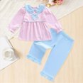 thumbnail image 2 of NOLDARES Baby Toddler Girls Fall Winter Outfits 2pcs CartoonPrint Long Sleeve Round Neck Tee and Relaxed Pants Set Clothes(Red,4-5 Y), 2 of 7