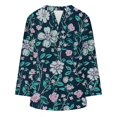 thumbnail image 4 of Women Shirts Long Sleeve Floral Tops For Women Spring Plus Size V Neck T Shirts Trendy Graphic Cotton Tunic Tops,Pink Women Shirts 2XL, 4 of 4