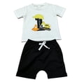 thumbnail image 3 of mgoYE Baby Boy First Birthday Outfit Fire Truck Embroidered Short Sleeve T-shirt Solid Shorts Summer 1St Birthday Clothes(Black,6-12 Months), 3 of 5