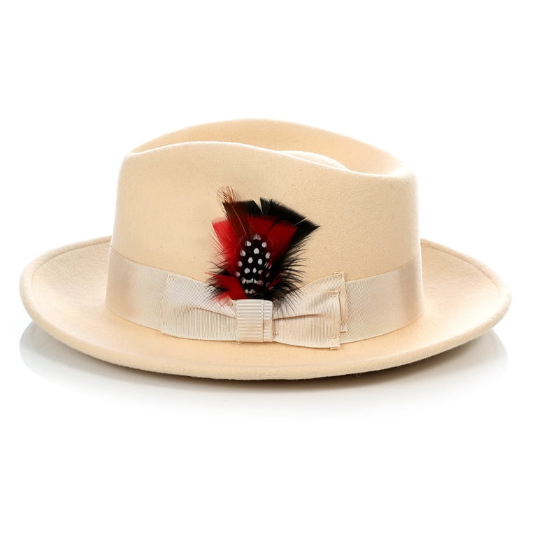 Ferrecci Tan Wool Crushable Fedora with Removable Feather  display picture 3